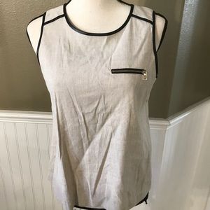 Ann Taylor Top with Leather trim